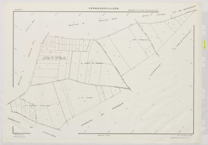 Plan du cadastre rénové - Vermandovillers : section Y2