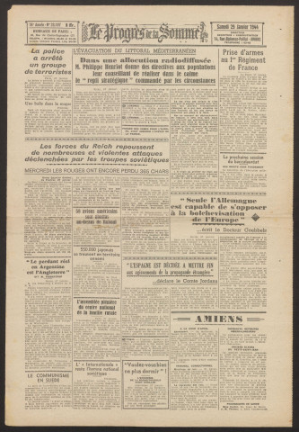 Le Progrès de la Somme, numéro 23187, 29 janvier 1944