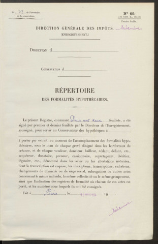 Répertoire des formalités hypothécaires, du 09/05/1955 au 28/10/1955, registre n° 039 (Conservation des hypothèques de Montdidier)