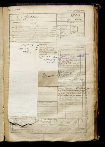 Coffinier, Marcel Michel Marie, né le 03 mai 1901 à Amiens (Somme), classe 1921, matricule n° 929, Bureau de recrutement d'Amiens