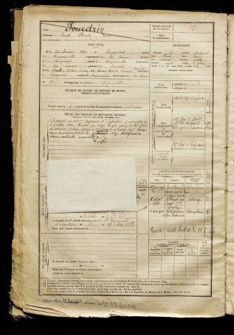 Fourdrin, Ernest Florentin, né le 20 février 1885 à Feuquières-en-Vimeu (Somme), classe 1905, matricule n° 10, Bureau de recrutement d'Abbeville