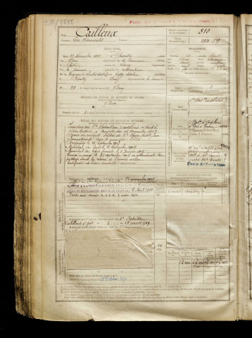 Cailleux, Léon Romuald, né le 25 novembre 1881 à Chipilly (Somme), classe 1901, matricule n° 810, Bureau de recrutement de Péronne