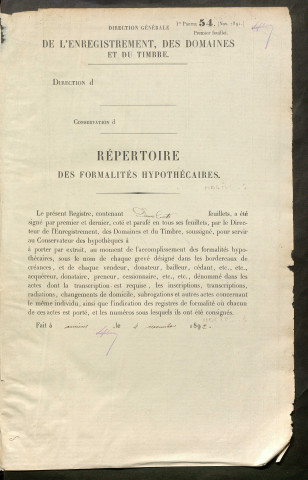 Répertoire des formalités hypothécaires, du 07/06/1894 au 29/10/1894, registre n° 316 (Péronne)