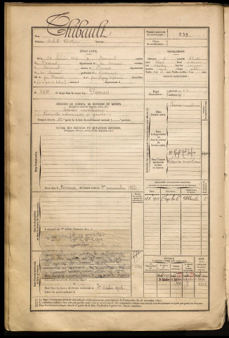 Thibault, Achille Théothime, né le 20 février 1868 à Berneuil (Somme), classe 1888, matricule n° 232, Bureau de recrutement d'Abbeville