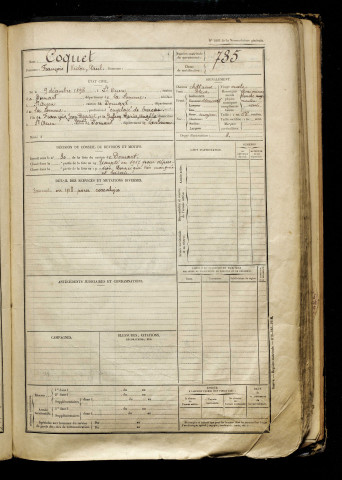 Coquet, François Victor Paul, né le 09 décembre 1898 à Saint-Ouen (Somme), classe 1918, matricule n° 735, Bureau de recrutement d'Abbeville