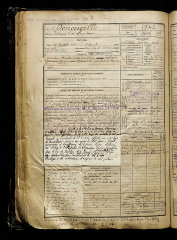 Deneuville, Edouard Louis Alexandre, né le 19 juillet 1898 à Frévent (Pas-de-Calais), classe 1918, matricule n° 1342, Bureau de recrutement d'Amiens