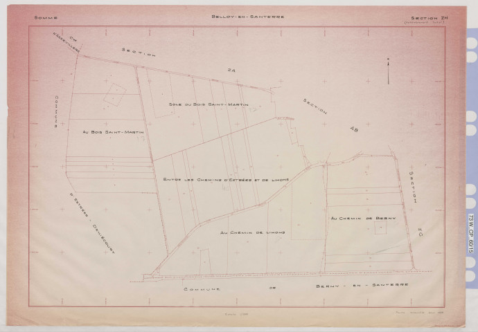 Plan du cadastre rénové - Belloy-en-Santerre : section ZH