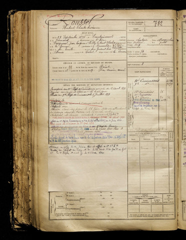 Roussel, Hubert Charles Arsène, né le 29 septembre 1898 à Caulaincourt (Aisne), classe 1918, matricule n° 782, Bureau de recrutement de Péronne