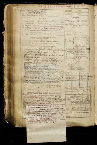 Triboulet, Henri Pierre Joseph Eugène, né le 17 octobre 1883 à Assainvillers (Somme), classe 1903, matricule n° 316, Bureau de recrutement de Péronne