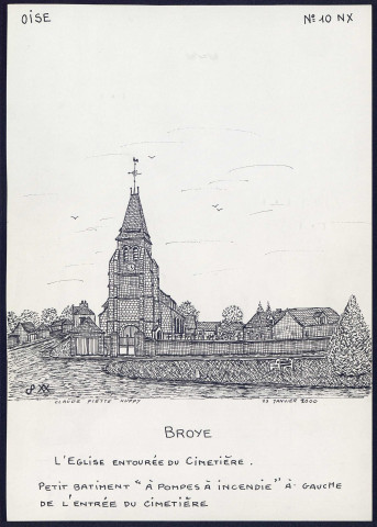 Broyes (Oise) : église entourée du cimetière - (Reproduction interdite sans autorisation - © Claude Piette)