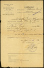 Certificat destiné à permettre à M. Emile Auguste Perrier, pensionné de guerre, de bénéficier du tarif spécial de transport en Chemin de Fer (quart de place)