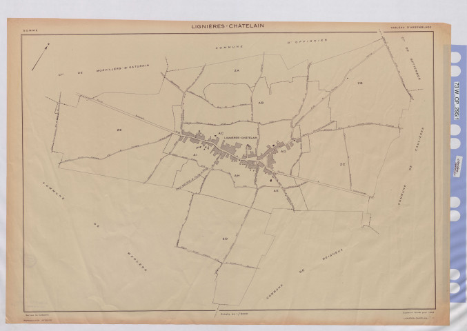 Plan du cadastre rénové - Lignières-Châtelain : tableau d'assemblage (TA)