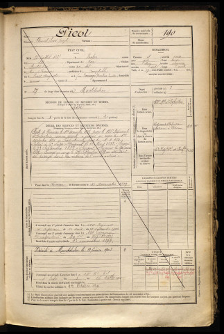Picot, Clément Louis Joseph, né le 28 juillet 1865 à Toulon (Var), classe 1885, matricule n° 190, Bureau de recrutement de Péronne
