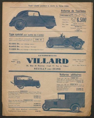 Publicités automobiles : Villard