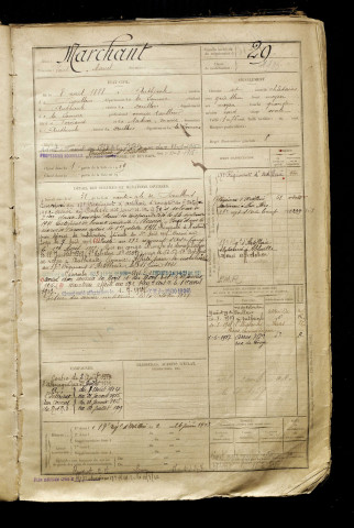 Marchant, Paul Marcel, né le 08 avril 1888 à Authieule (Somme), classe 1908, matricule n° 29, Bureau de recrutement d'Abbeville