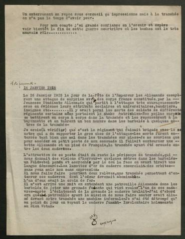 Témoignage de Cuvelier, Marcel (Caporal) et correspondance avec Jacques Péricard