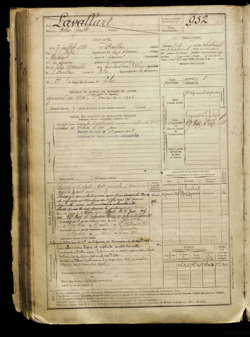 Lavallart, Arthur Zénoble, né le 06 juillet 1884 à Fouilloy (Somme), classe 1904, matricule n° 952, Bureau de recrutement d'Amiens