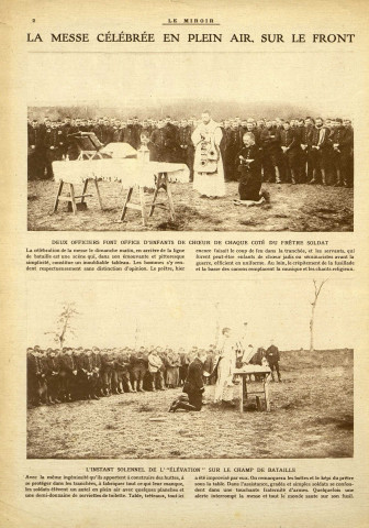 Journal "LE MIROIR", photographies de la guerre, 4e année n° 56. A la Une : "Georges V et Albert 1er passent en revue un régiment belge"