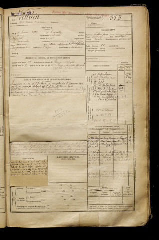 Villain, Paul Marius Marceau, né le 11 février 1897 à Écuvilly (Oise), classe 1917, matricule n° 553, Bureau de recrutement de Péronne