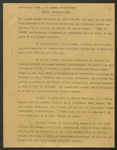 Témoignage de Briel, Henri (Lieutenant) et correspondance avec Jacques Péricard