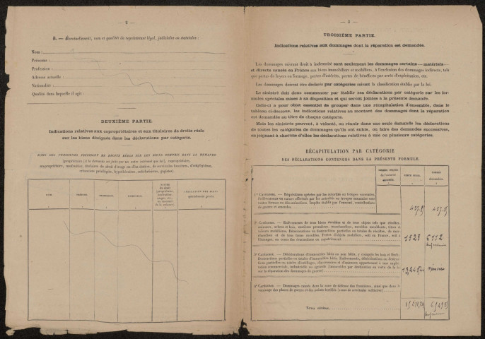 Cléry-sur-Somme. Demande d'indemnisation des dommages de guerre : dossier Caron Lucien