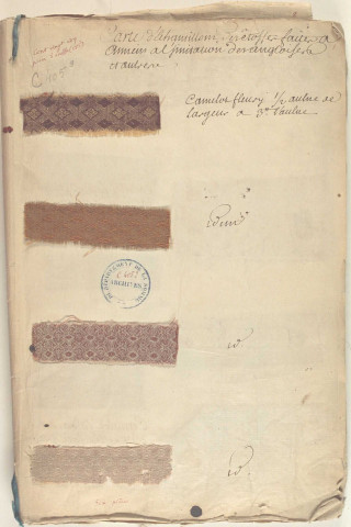 Carte d'échantillons et étoffes faites à Amiens à l'imitation des anglaises et autres