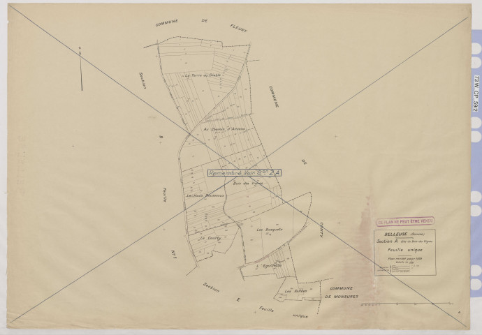 Plan du cadastre rénové - Belleuse : section A