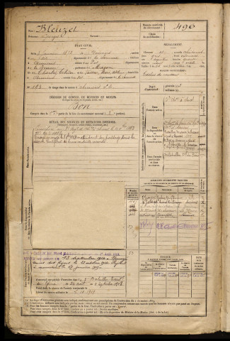 Bleuzet, Georges, né le 03 janvier 1872 à Amiens (Somme), classe 1892, matricule n° 496, Bureau de recrutement d'Amiens