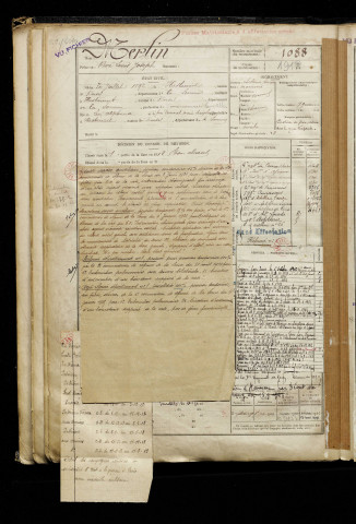 Merlin, René Louis Joseph, né le 30 juillet 1892 à Hesbécourt (Somme), classe 1912, matricule n° 1088, Bureau de recrutement de Péronne