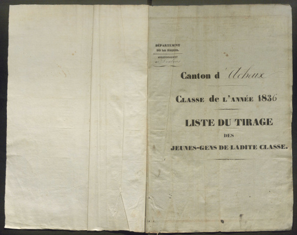 Tirage au sort (arrondissements de Doullens et de Montdidier) de l'année 1836