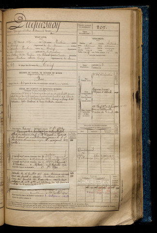 Duquesnoy, Georges Arthur Armand, né le 25 mars 1870 à Maison-Ponthieu (Somme), classe 1890, matricule n° 207, Bureau de recrutement d'Abbeville