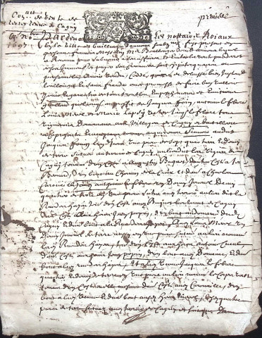 Etude de Me Jean Duval à Amiens (étude n°8). Minutes de l'année 1697
