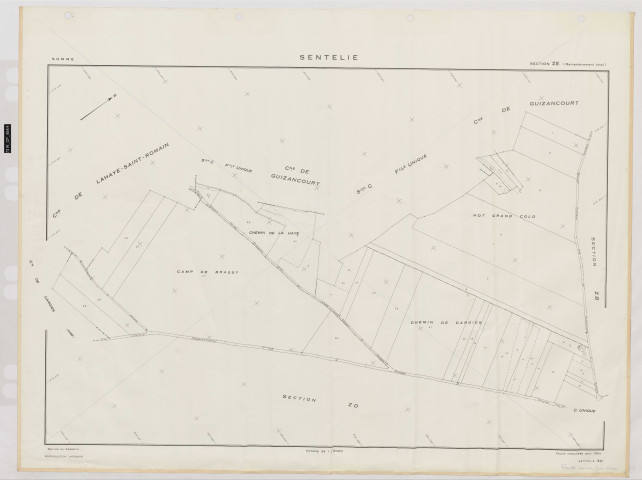 Plan du cadastre rénové - Sentelie : section ZE