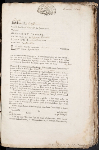 Contrôle des actes du bureau de Corbie pour la période du 28 août 1724 au 25 janvier 1726