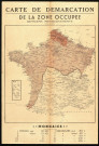 Guerre 1939-1945. Carte de démarcation de la zone occupée