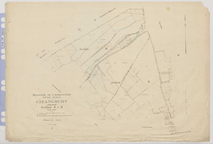 Plan du cadastre rénové - Cizancourt : sections Z et X