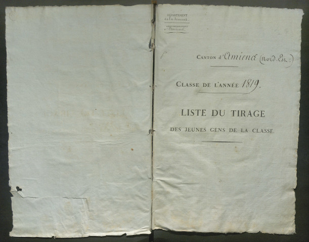 Tirage au sort (arrondissement d'Amiens) de l'année 1819