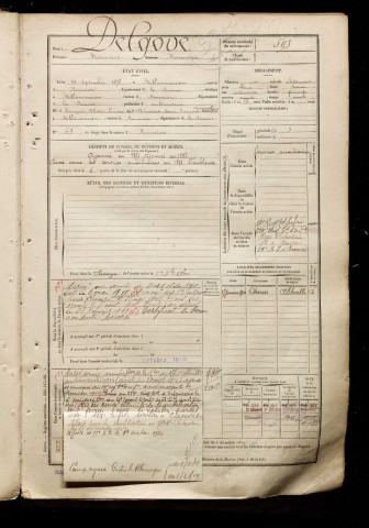 Delgove, Maurice Romain, né le 22 septembre 1876 à Millencourt-en-Ponthieu (Somme), classe 1896, matricule n° 593, Bureau de recrutement d'Abbeville