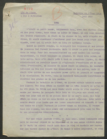 Témoignage de Bacquet, Jean et correspondance avec Jacques Péricard