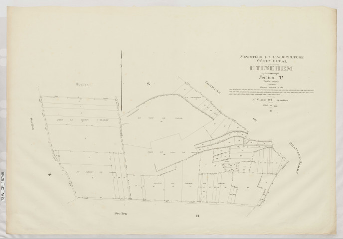 Plan du cadastre rénové - Etinehem : section T