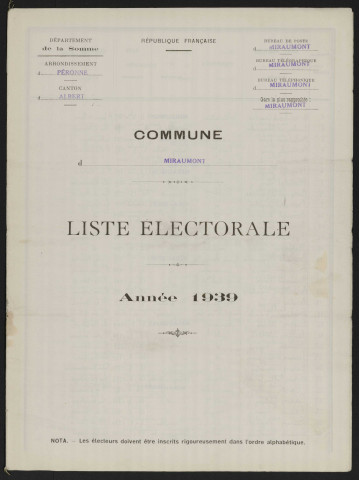 Liste électorale : Miraumont