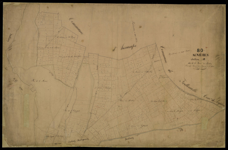Plan du cadastre napoléonien - Hescamps (Agnières) : Plaine du moulin (La), A