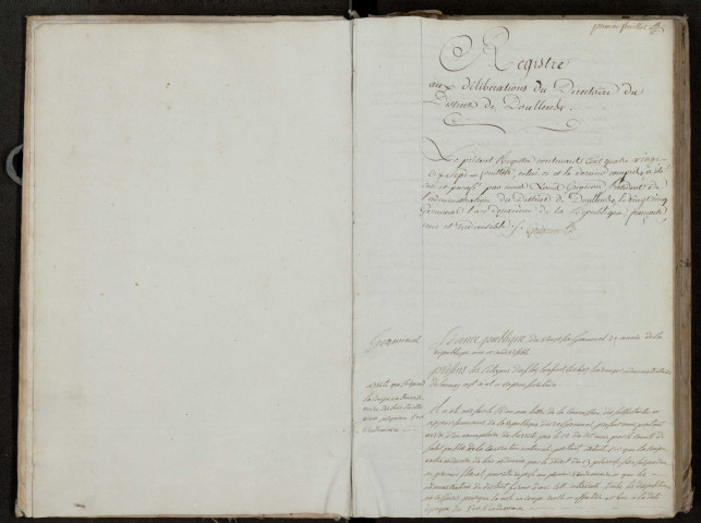 Délibérations du Directoire du district de Doullens : 15 avril 1794- 9 septembre 1794