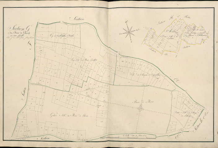 Plan du cadastre napoléonien - Atlas cantonal - Lihons : Bois de Lihons (Le) ; Chef Lieu (Le), G et H2 et H3