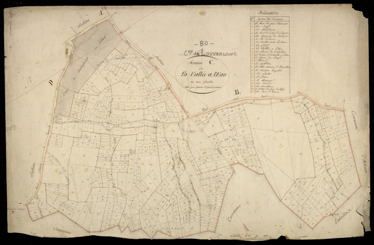 Plan du cadastre napoléonien - Louvencourt : Vallée à l'Eau (La), C
