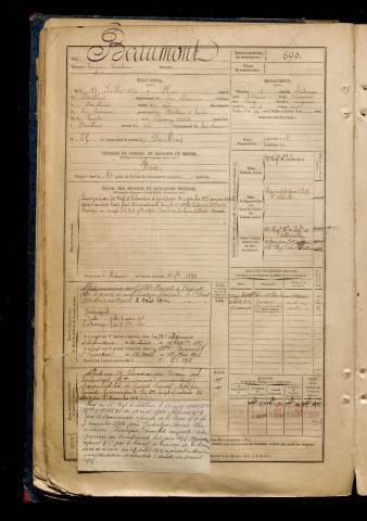 Beaumont, Eugène Emilien, né le 13 juillet 1870 à Hem-Hardinval (Somme), classe 1890, matricule n° 690, Bureau de recrutement d'Abbeville