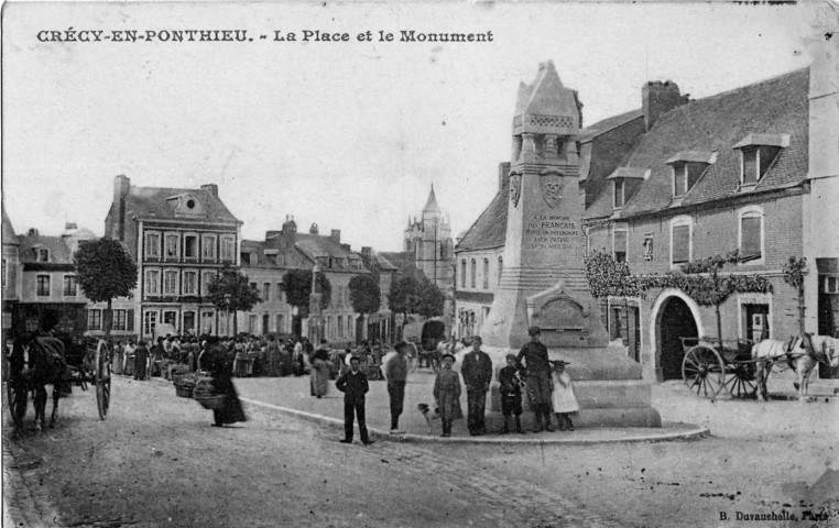 Crécy-en-Ponthieu. La place et le monument