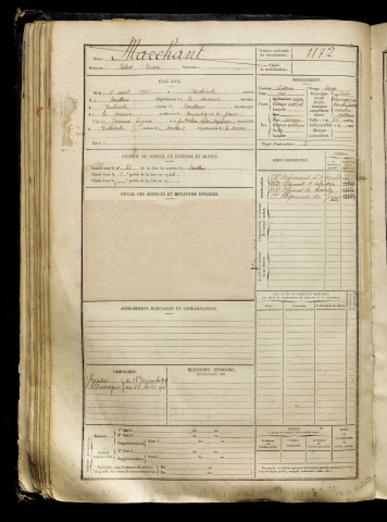 Marchant, Robert André, né le 09 août 1895 à Authieule (Somme), classe 1915, matricule n° 1172, Bureau de recrutement d'Abbeville