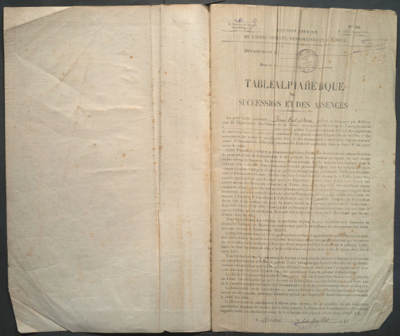 Table des successions et absences du bureau de Corbie