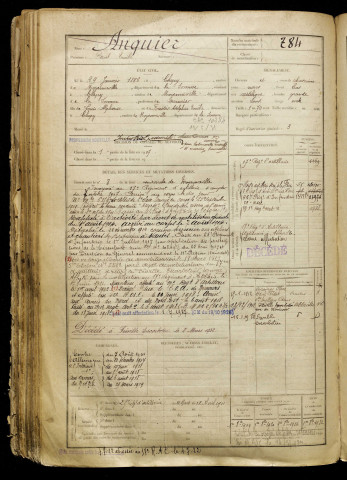 Anquier, Paul Emile, né le 29 janvier 1886 à Chépy (Somme), classe 1906, matricule n° 784, Bureau de recrutement d'Abbeville